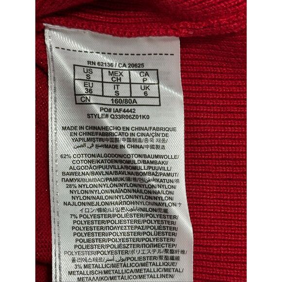 GUESS Red V Neck Long Sleeved Sweater Tunic Holiday Sparkle Stripes Size S - Picture 8 of 11